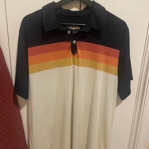Marine Layer Black and Orange Polo Shirt Retro Striped Design